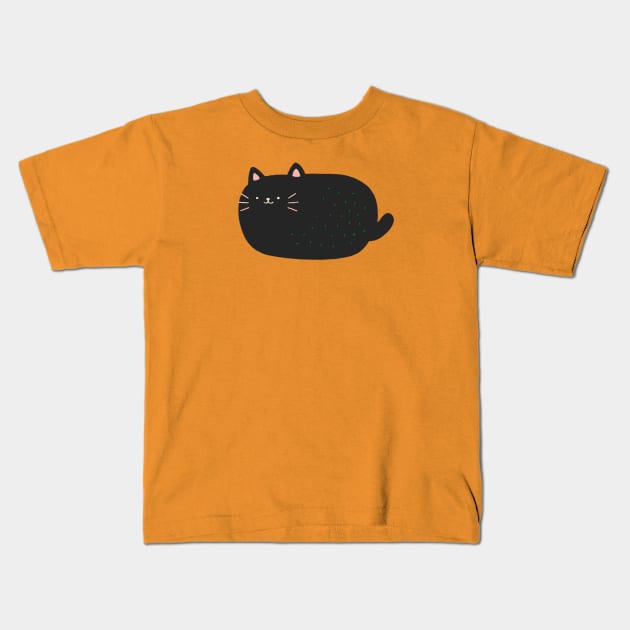 Black Cat Loaf Kids T-Shirt by sinyipan